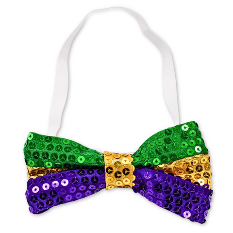 Purple, Green, and Gold Sequin Elastic Bow Tie (Each)