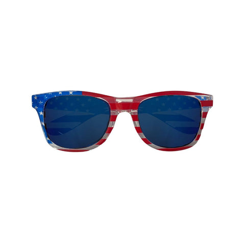 American Flag Sunglasses with Blue Mirrored Lens (Each)