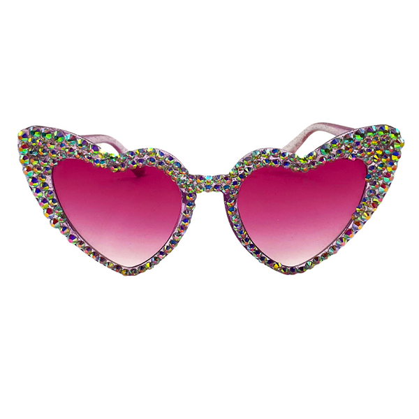 Heart-Shaped Crystal Sunglasses - Purple and Gold Dollger Heart Sunglasses Rimless Thin Metal Frame Heart  main image 4