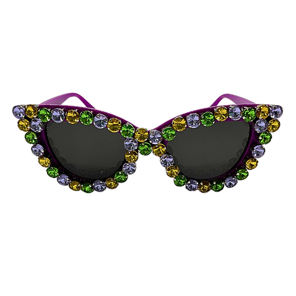 Purple Cat-eye Rhinestone Glasses (Each) – Mardi Gras Spot display picture 1