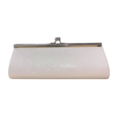 White Glitter Clutch Purse 8" x 3" with Chain (Each)