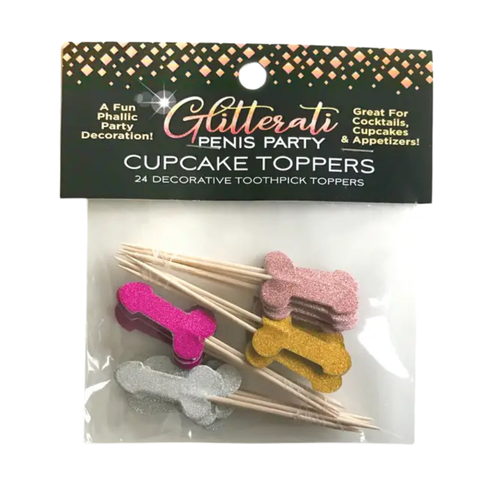 Glittered Penis Cupcake Toppers (Pack of 24)