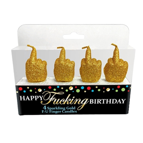 Gold FU Birthday Candle (Pack of 4)