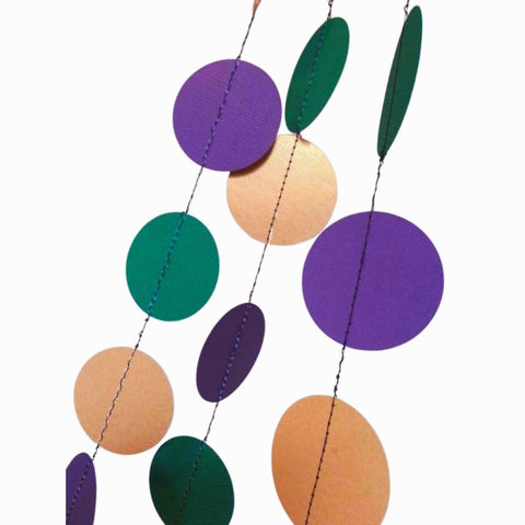 Mardi Gras Glitter Paper Circle Garland 6.5' (Each)