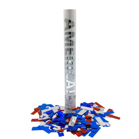 Red, Blue, & Silver Metallic Confetti Cannon 16" (Each)