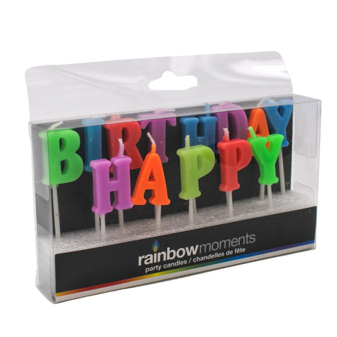 Neon Happy Birthday Letter Candles (Pack)