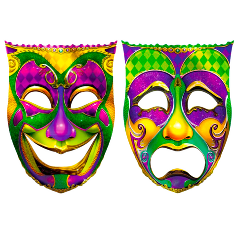 Jumbo Foil Comedy & Tragedy Face Cutouts (Each)