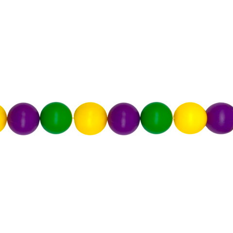 Large Purple, Green, and Yellow Mardi Gras 80mm Plastic Ball Garland - 9' Long (Each)