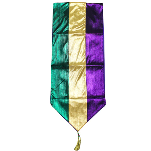 12" x 72" Mardi Gras Purple, Green, and Gold Table Runner (Each)