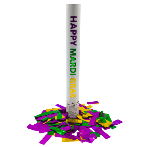 Purple, Green and Gold Mardi Gras Metallic Confetti Pieces Cannon 16" (Each)