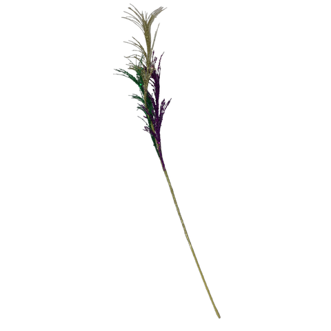 34" Glitter Mardi Gras Grass Spray (Each)