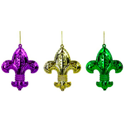 4"Hx3.5"L Shiny Fleur De Lis Ornament (Each)