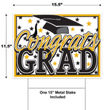 Plastic Congrats Graduation Yard Sign - 11.5" x 15.5" (Each)