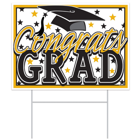 Plastic Congrats Graduation Yard Sign - 11.5" x 15.5" (Each)