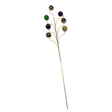 29" Purple, Green and Gold Mardi Gras Glittered Ball Ornaments Spray (Each)