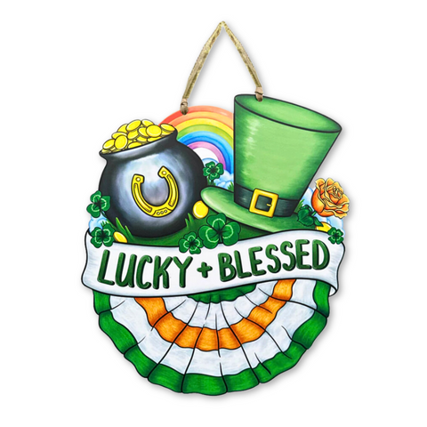 St. Patrick's Day Lucky & Blessed Door Hanger (Each)