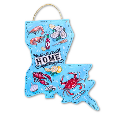 Blue Louisiana Home Seafood Door Hanger (Each)