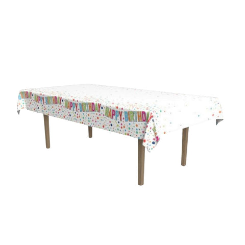 Happy Birthday Plastic Tablecover 54" x 108" (Each)