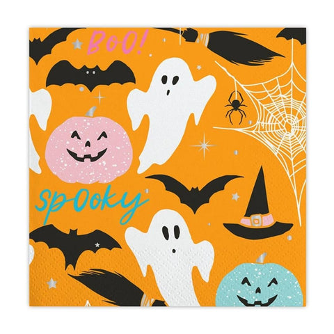 5" Orange Beverage Napkins - Multi Halloween (Pack of 20)