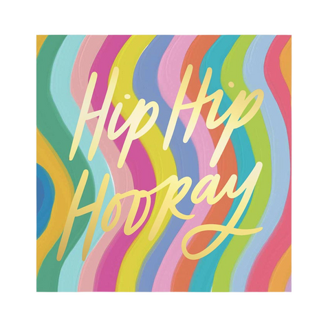 5" Hip Hip Hooray Foil Beverage Napkins (Pack)