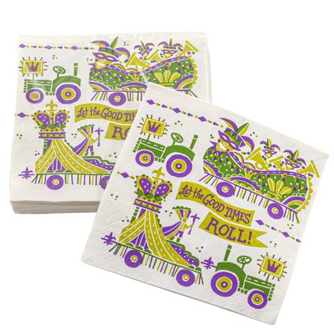5" Cocktail Napkin - Let The Good Times Roll  (Pack of 20)