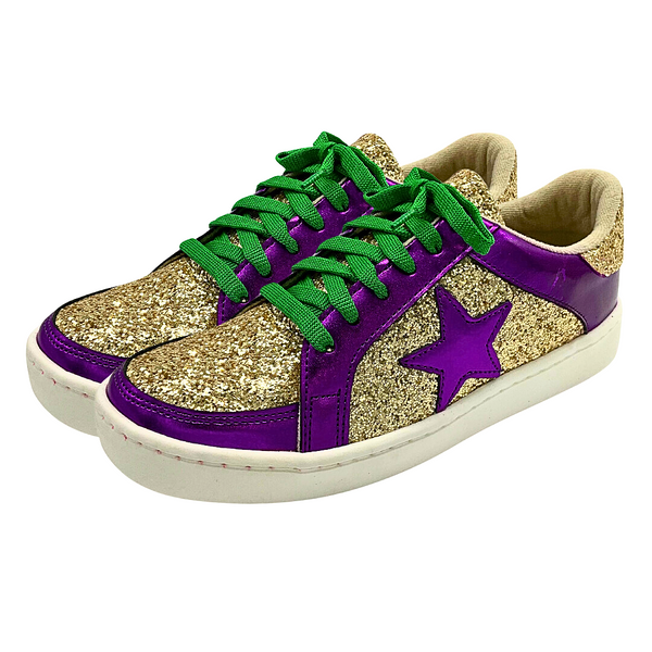Purple Gold Shoes with Purple Star and Purple Trim Pair