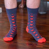 Men's Heart Socks Navy/Red One Size (Pair)