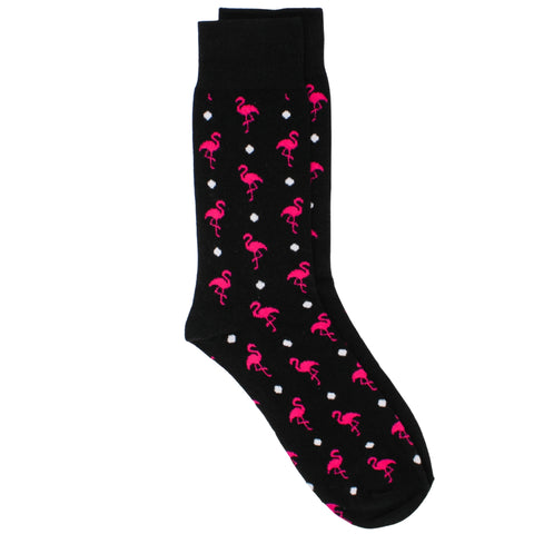 Flamingos on Black Socks (Pair)