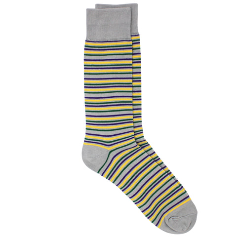 Men's Mardi Gras Stripe Socks Gray/Multi One Size (Pair)