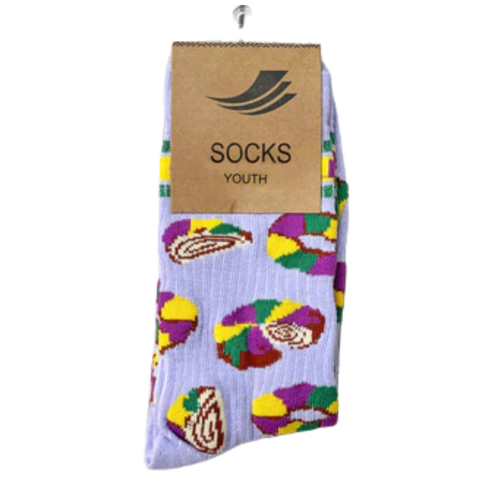 Children's Let Them Eat King Cake Ribbed Socks (Pair)