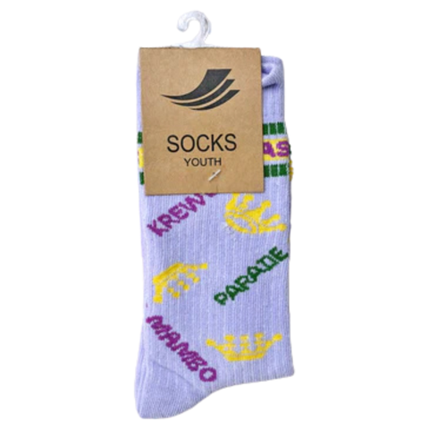 Children's Lavender Mardi Gras Ribbed Socks (Pair)