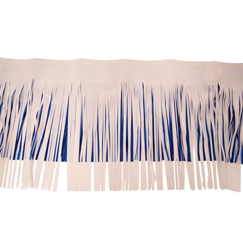 Dark Blue & White Vinyl Fringe 15" X 10' (Pack)