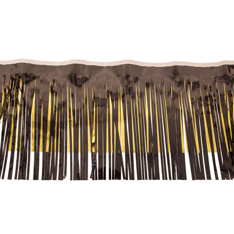 Metallic Gold & Vinyl Black Fringe 15" X 10' (Pack)