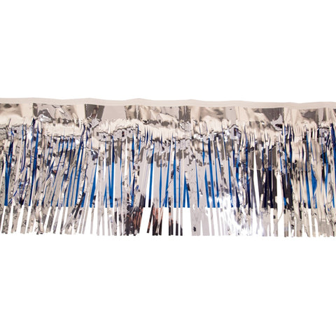 Metallic Blue & Metallic Silver Fringe 15" X 10' (Pack)