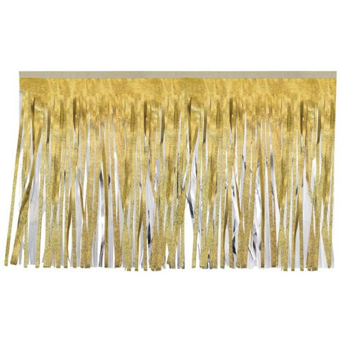 Embossed Gold & Metallic Silver Fringe 15" X 10' (Pack)