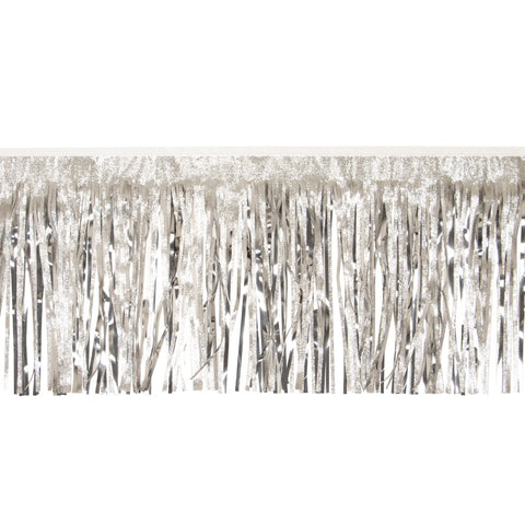 Embossed Silver & Metallic Silver Fringe 15" X 10' (Pack)