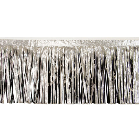 Embossed Silver & Vinyl Black Fringe 15" X 10' (Pack)