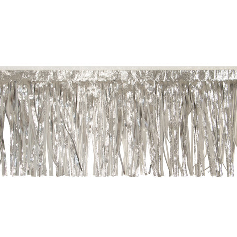 Embossed Silver & Vinyl White Fringe 15" X 10' (Pack)