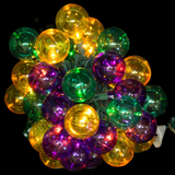 Purple, Green and Gold Lights LED Globe Mardi Gras Lights - 40 Lights 10.5' (Each)
