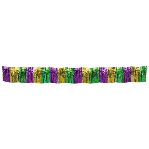 Diamond Metallic Purple, Green and Gold Fringe 12" x 12' (Each)