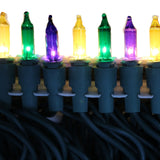 Purple, Green and Gold Mini Mardi Gras String of 50 Lights 11' (Each)