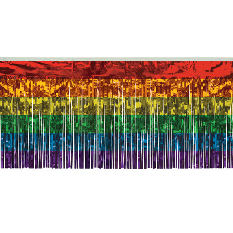 15" x 10' Rainbow Metallic Fringe Drape (Each)