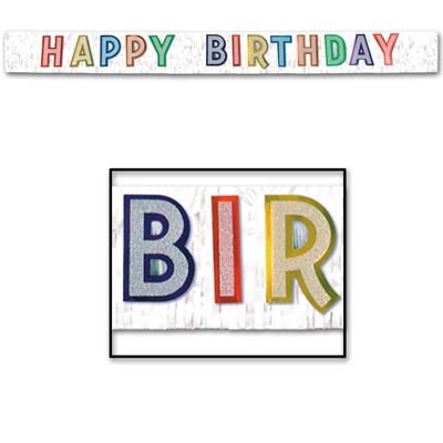 Metallic Happy Birthday Banner 10" x 9' (Each)