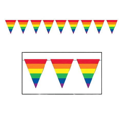 Rainbow Pennant Banner  - All-Weather - 12 Pennants/String 11" x 12' (Each)