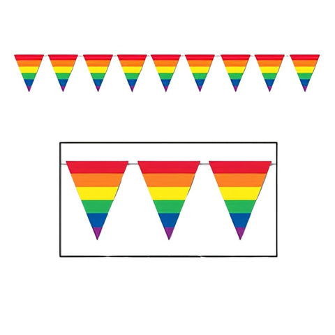Rainbow Pennant Banner - All-Weather - 12 Pennants/String 11" x 12' (Each)