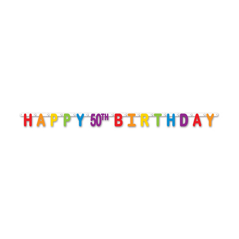 Happy 50th Birthday Streamer 4.25" x 5' 6" (Each)