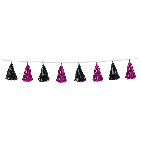 Metallic Tassel Garland - Hot Pink and Black 8' x 9.75" (Each)