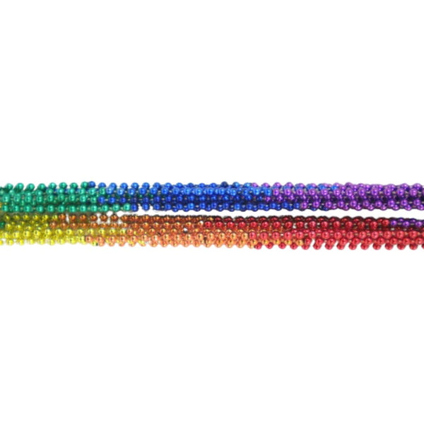 33" Round Metallic Rainbow 6 Section Mardi Gras Beads (6 Dozen - 72 Ne ...