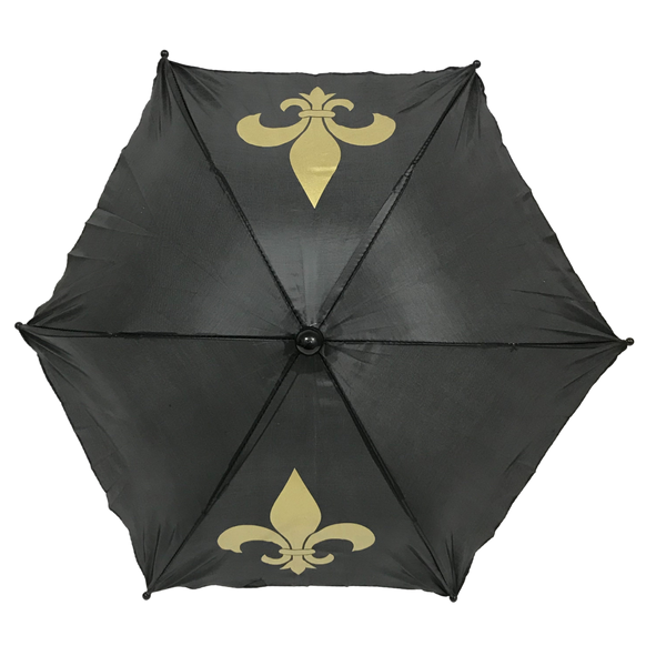 Black Umbrella with Metallic Gold Fleur De Lis 14.5
