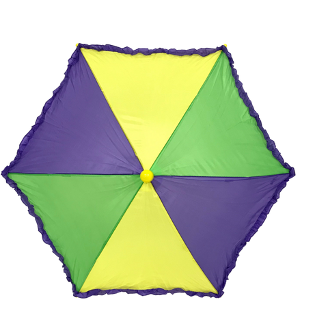 Purple, Green and Gold Umbrella with Purple Ruffle 14.5" (Each)